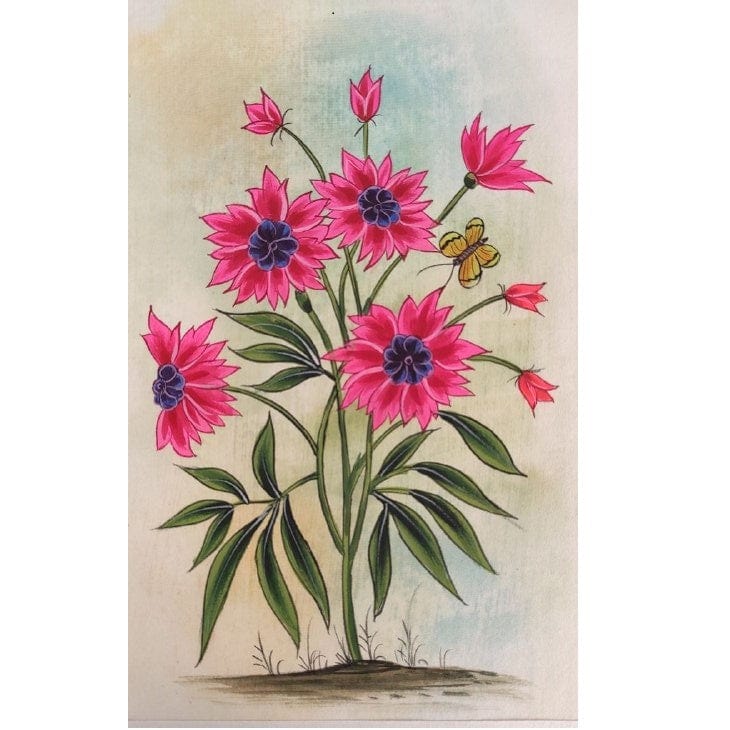 Handmade Flowers Painting on Silk Fabric for Home and Office Decor