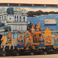 Handmade Matte Synthetic Palace View Silk Fabric Painting for Home Decor