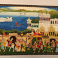 Handmade Matte Synthetic Palace View Silk Fabric Painting for Home Decor