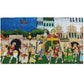 Handmade Matte Synthetic Palace View Silk Fabric Painting for Home Decor