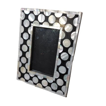 Handmade Mother of Pearl Customized Black Dot Pattern Photo Frame