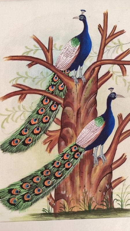 Handmade Peacocks Painting on Silk Fabric for Home and Office Decor