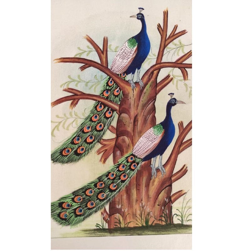 Handmade Peacocks Painting on Silk Fabric for Home and Office Decor