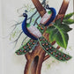 Handmade Peacocks Painting on Silk Fabric for Home and Office Decor