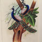Handmade Peacocks Painting on Silk Fabric for Home and Office Decor
