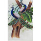 Handmade Peacocks Painting on Silk Fabric for Home and Office Decor