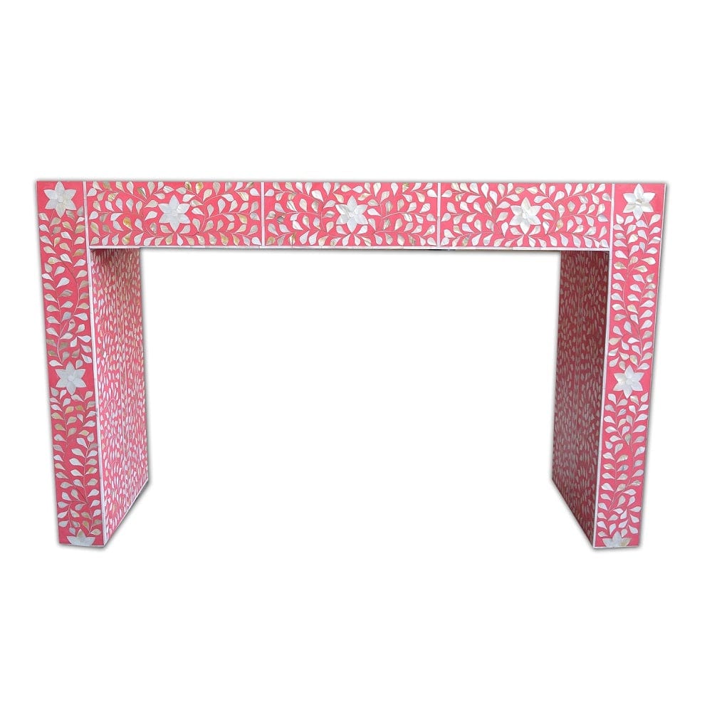 Handmade Customized Mother of Pearl 3 Drawer Console Table