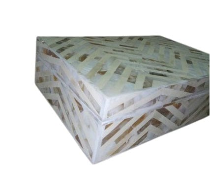 Handmade Customized Mother of Pearl Chevron Pattern Jewelry Box