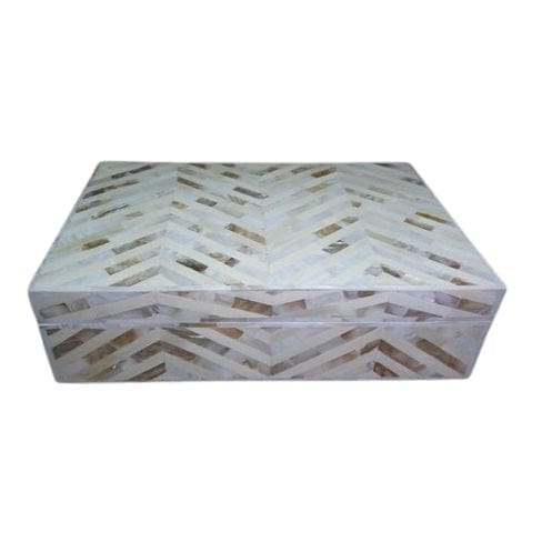 Handmade Customized Mother of Pearl Chevron Pattern Jewelry Box