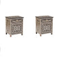 Personalized Handmade Bone Inlay Set Of 2 Bedside Tables Home Decor Furniture Attractive Floral Design Entrance Tables