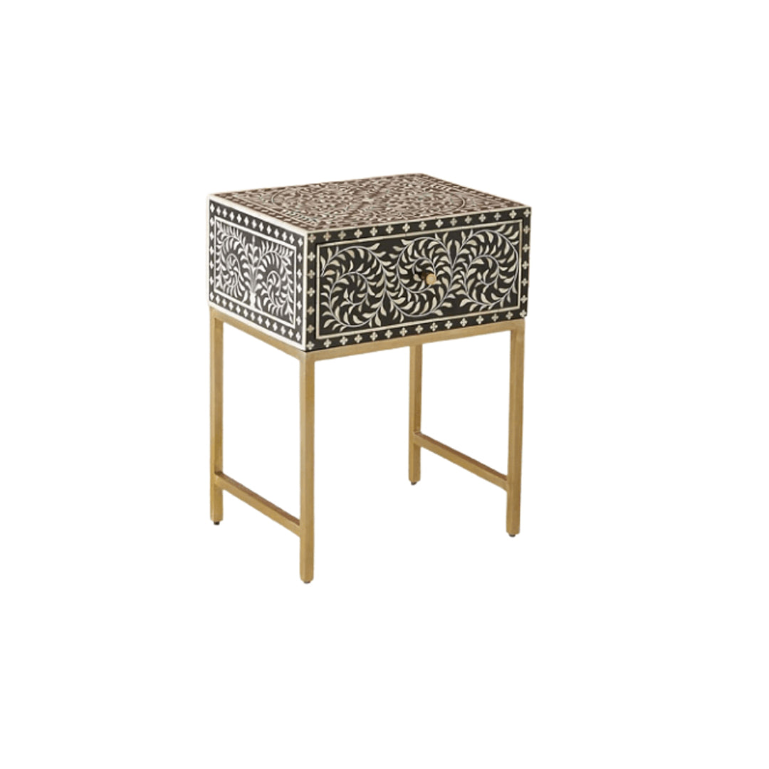 Personalized Bone Inlay Bedside Table Home Decor Purpose Attractive Design Beautifully Crafted Bedside Table