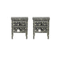 Personalized Handmade Bone Inlay Set Of 2 Bedside Tables Home Decor Furniture Attractive Floral Design Entrance