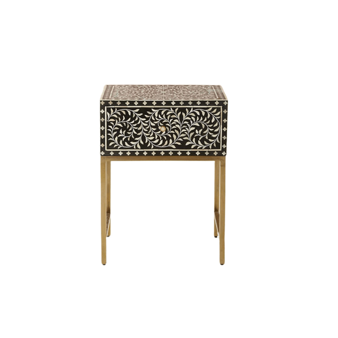 Personalized Bone Inlay Bedside Table Home Decor Purpose Attractive Design Beautifully Crafted Bedside Table