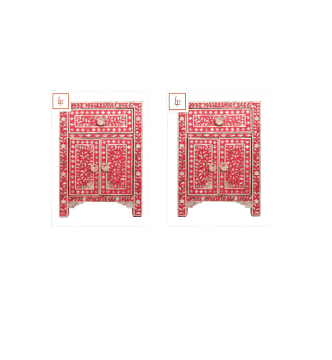 Personalized Handmade Bone Inlay Set Of 2 Bedside Tables Home Decor Furniture Attractive Floral Design Entrance Tables