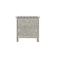 Handmade Bone Inlay Geometric Bedside Table with One Drawer and One Door.