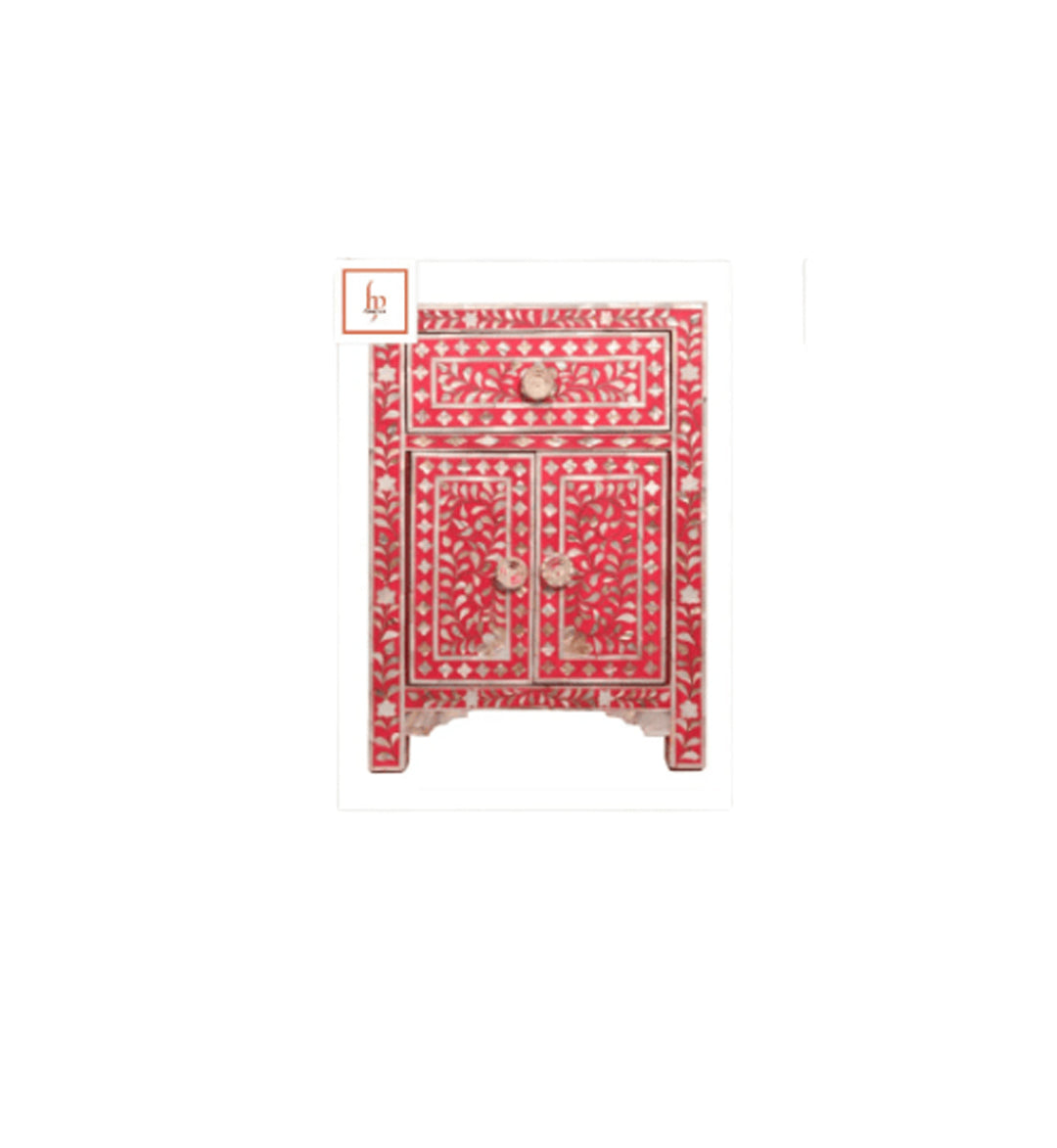 Personalized Handmade Bone Inlay Set Of 2 Bedside Tables Home Decor Furniture Attractive Floral Design Entrance Tables