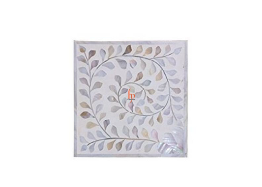 Handmade Antique Mother Of Pearl Floral Jewelery Box White