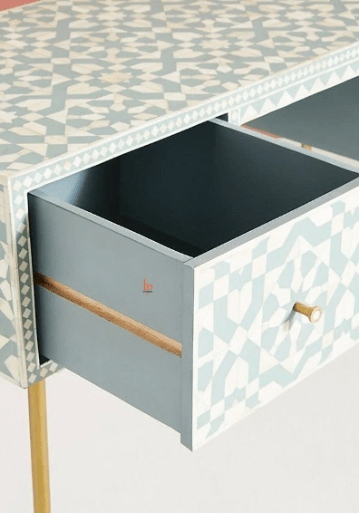 Handmade Bone Inlay Moroccan Motif Design Light Green Cosole Table Desk Furniture For Home Decor Purpose