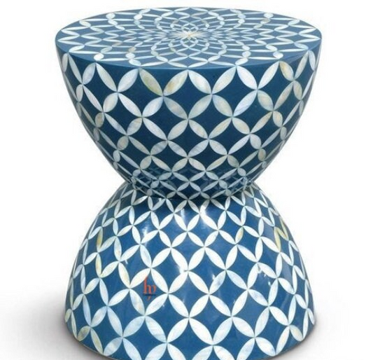 Handmade Mother of Pearl Stool Beautifully Crafted Home Decor Furniture Classic Vintage Look Attractive Living Room Stool