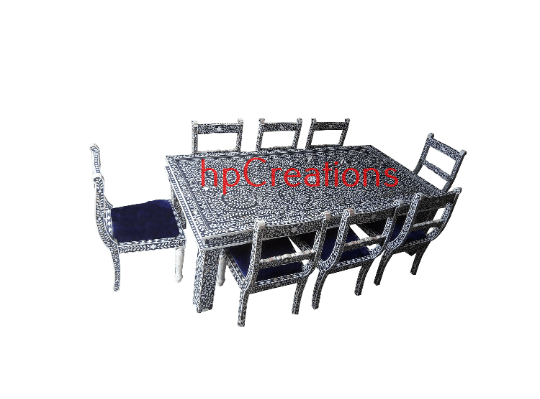 personalized antique, vintage Bone Inlay Solidwood Six Chairs large Dining Table For living room decor