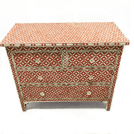 Handmade Mother Of Pearl 4 Chest Of Drawers Beautiful Geometric Design Inlay Furniture .