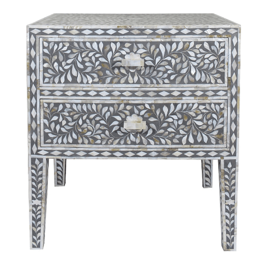 Personalized Mother of Pearl Antique Handmade Night Stand End table Furniture with Insurance