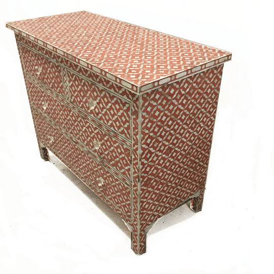 Handmade Mother Of Pearl 4 Chest Of Drawers Beautiful Geometric Design Inlay Furniture .