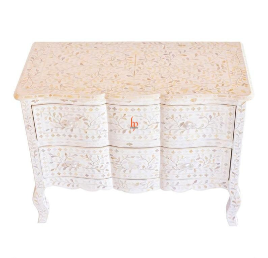 Handmade Mother Of Pearl Chest Of 2 Drawers Beautiful Floral Design Beautiful Home Decor Inlay Furniture Good Storage Table