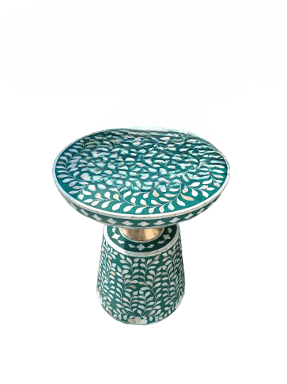 Personalized Mother of pearl Inlay Side Table Floral Pattern