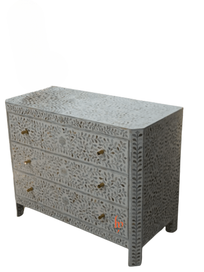Handmade Mother Of Pearl Inlay Chest Of 3 Drawers Beautifully Crafted Home Decor Furniture Decorative Entrance Table