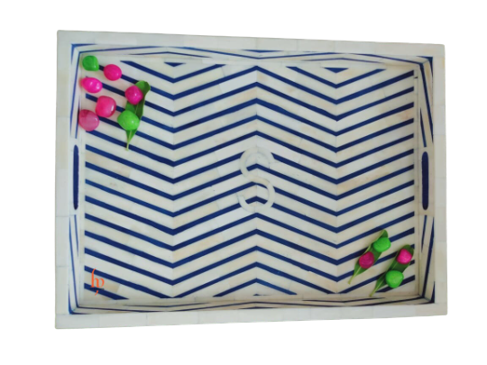 Personalized Bone Inlay Serving Tray, Trays, Serving Tray With Handle Gift For Any Occasion