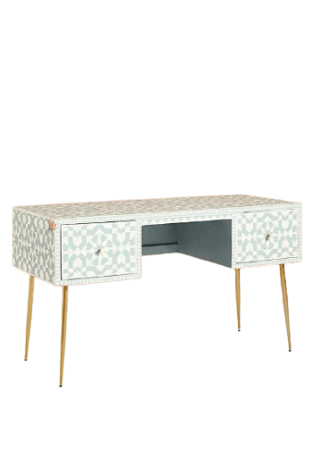 Handmade Bone Inlay Moroccan Motif Design Light Green Cosole Table Desk Furniture For Home Decor Purpose