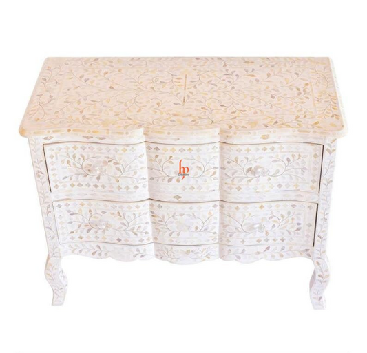 Handmade Mother Of Pearl Chest Of 2 Drawers Beautiful Floral Design Beautiful Home Decor Inlay Furniture Good Storage Table