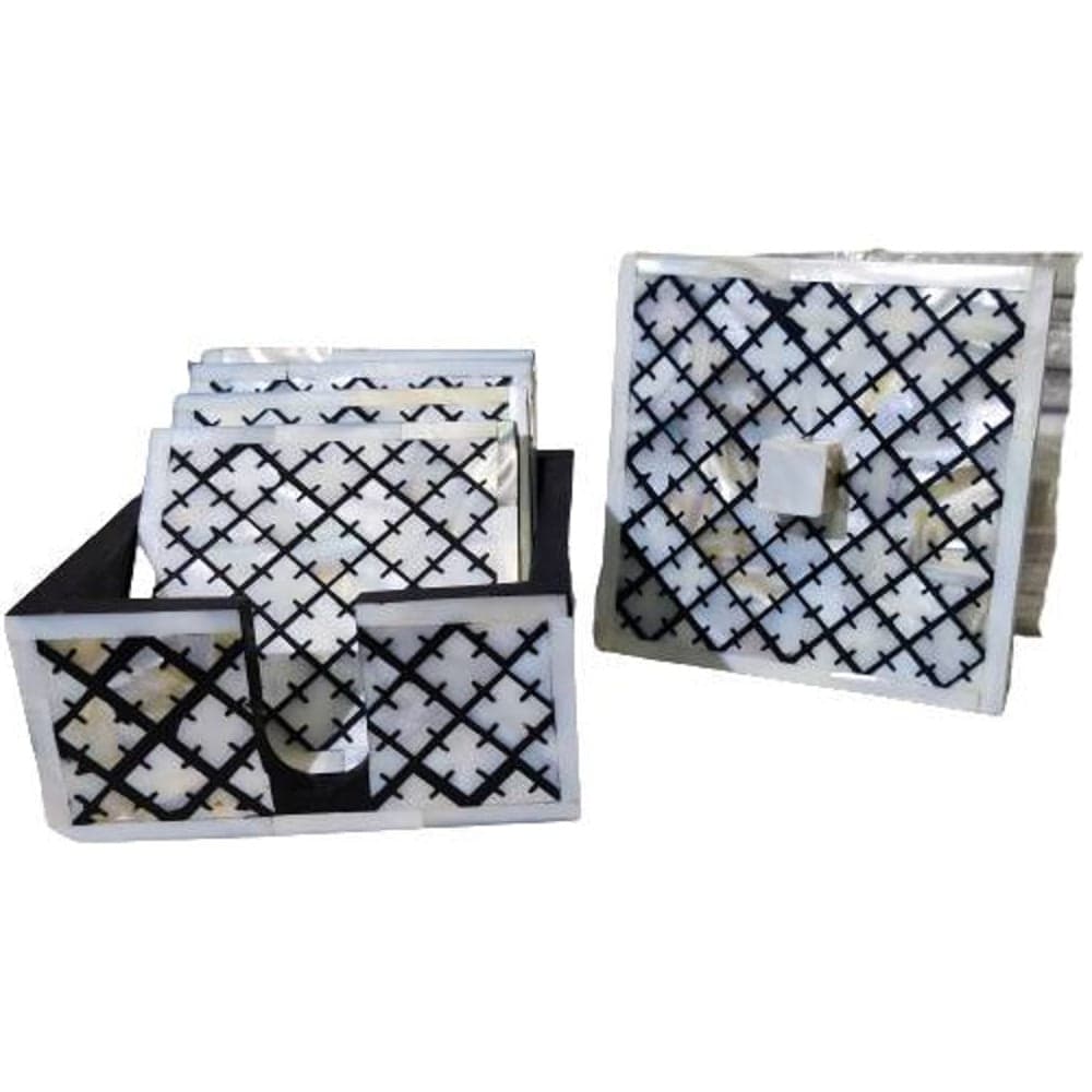 Handmade Mother Of Pearl Inlay Geometric Tea Coaster Set of 4 Best Gift for Home Decor