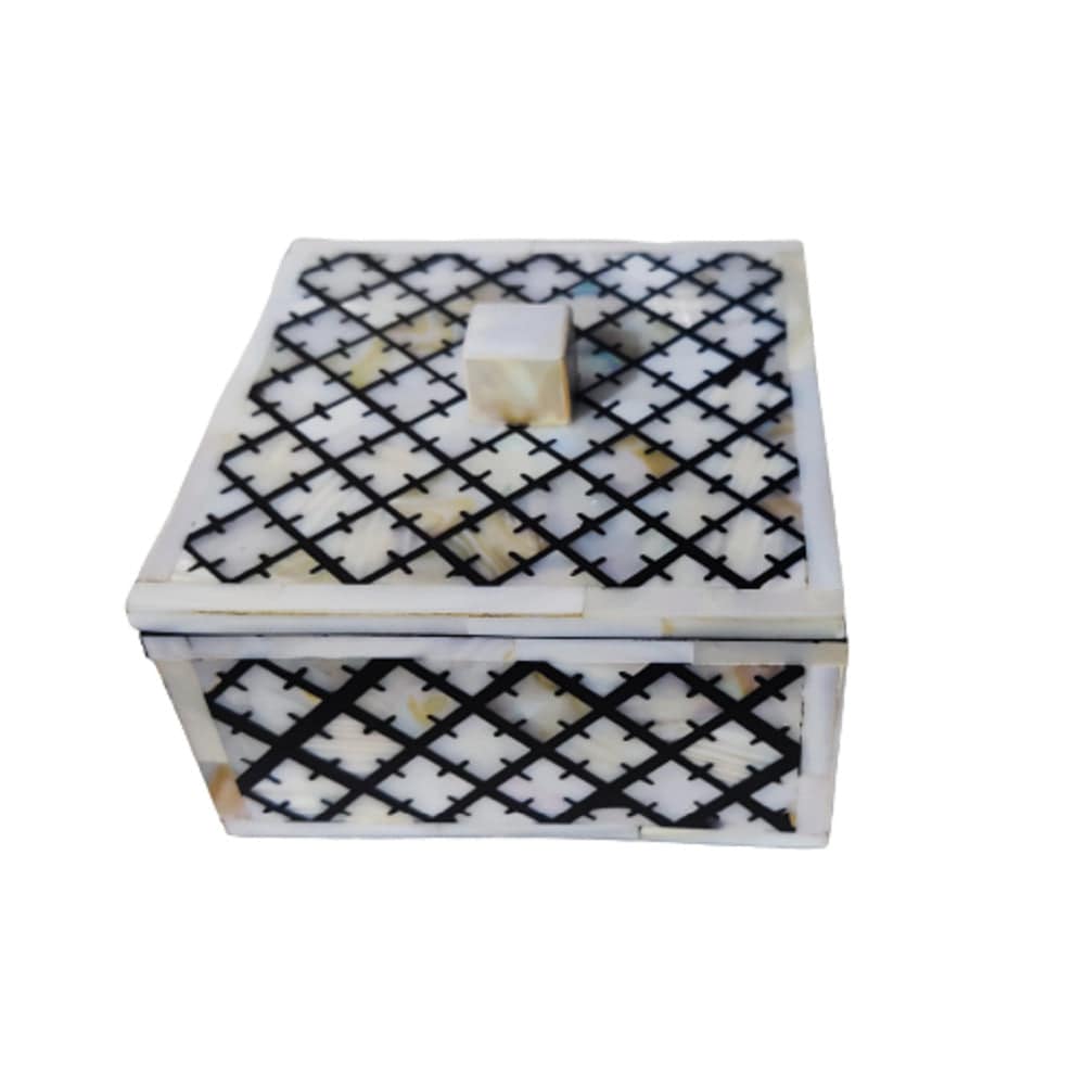 Handmade Mother Of Pearl Inlay Geometric Tea Coaster Set of 4 Best Gift for Home Decor